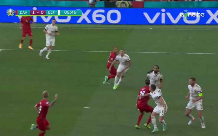 Дания - Белгия 1:0 /първо полувреме/