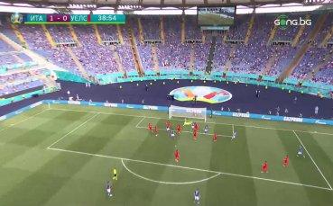 Италия реализира гол във вратата на Уелс в 38 ата минута