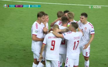 Каспер Долберг удвои в 42 ата минута за Дания срещу Чехия