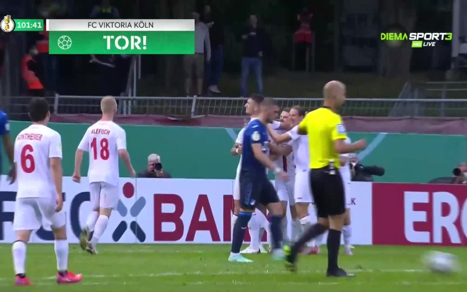 Хофенхайм постигна измъчена победа с 3:2 над третодивизионния Виктория Кьолн