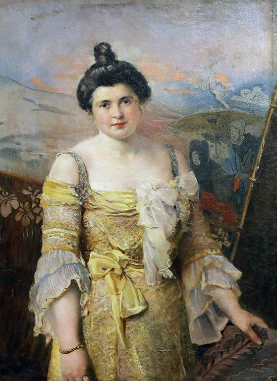 <p>Иван /Ян-Вацлав/ Мърквичка (1856-1938) Дамски портрет в жълто 1896 г.</p>