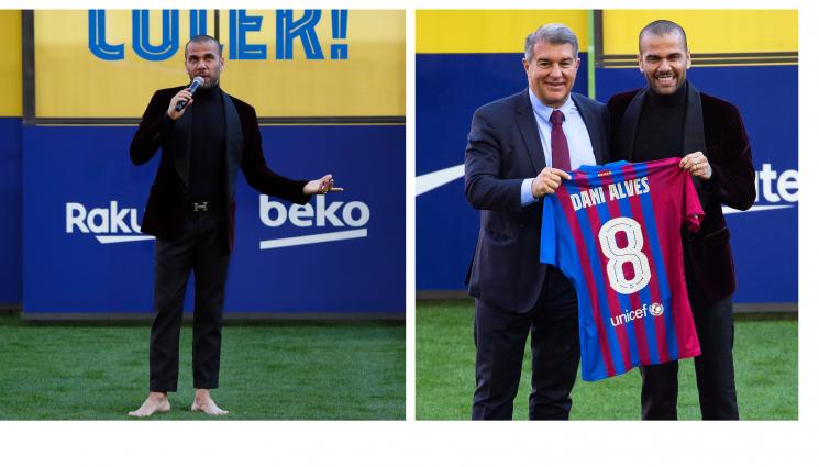Дани Алвес Барселона - Дани Алвес подписа бос с Барса, взе номера на Стоичков
