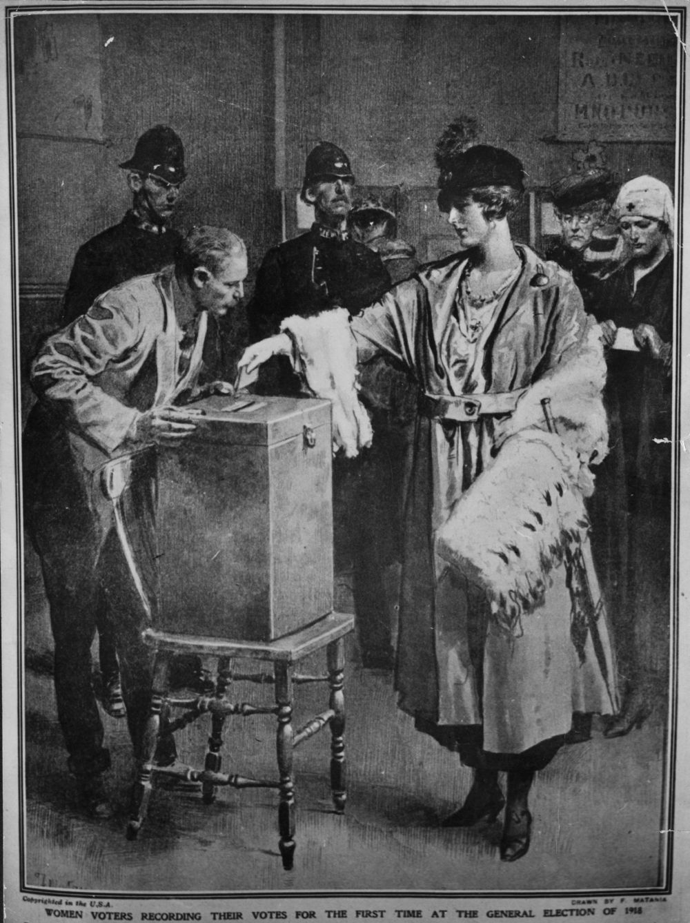 1918 година. За пръв път жените във Великобритания гласуват на общи избори