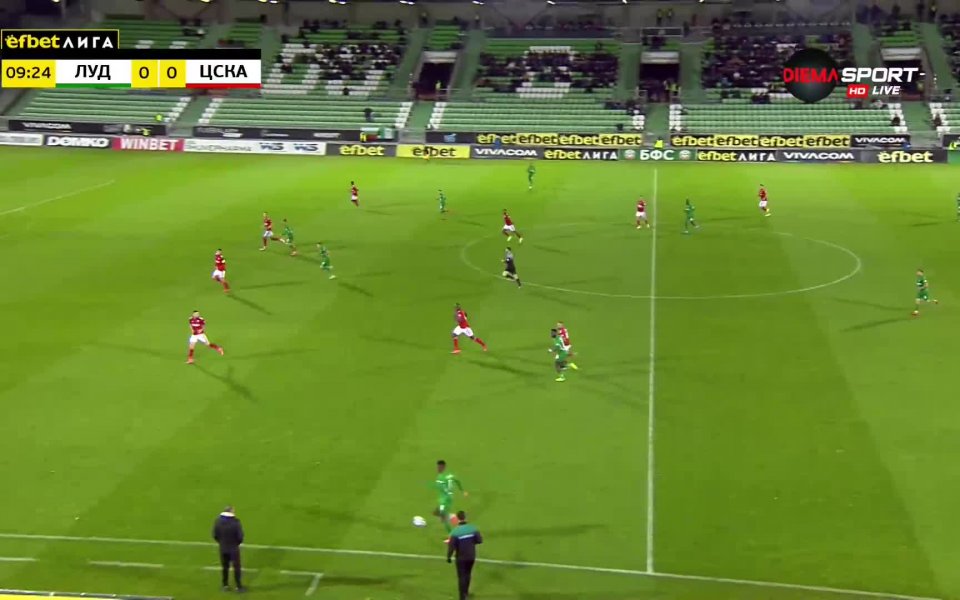 В първите минути на двубоя с ЦСКА феновете на Лудогорец