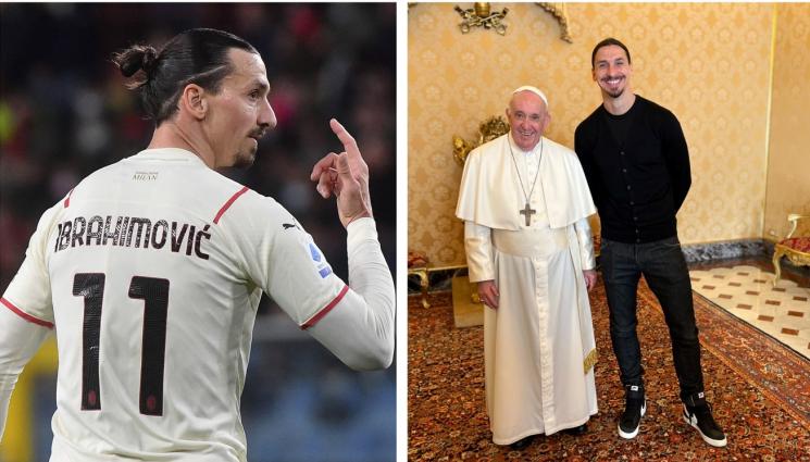 Златан папа Франциск - Златан Ибрахимович като Дядо Коледа във Ватикана: Подари вълшебна фланелка на папа Франциск