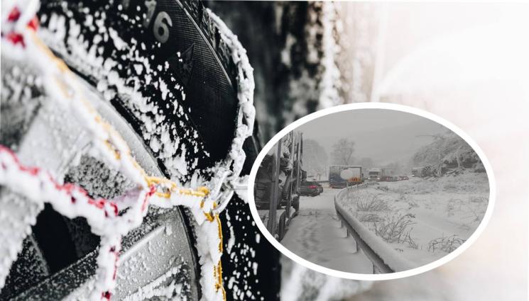 сняг - Снежна блокада във Врачанско, образувала се е километрична опашка от автомобили