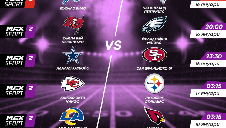МАКС СПОРТ 1 - Плейофите на NFL стартират по MAX Sport този уикенд