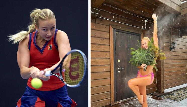 тенис - Тенис красавица разпуска в руска баня