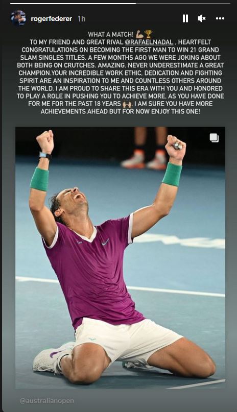 Федерер Надал Инстаграм стори