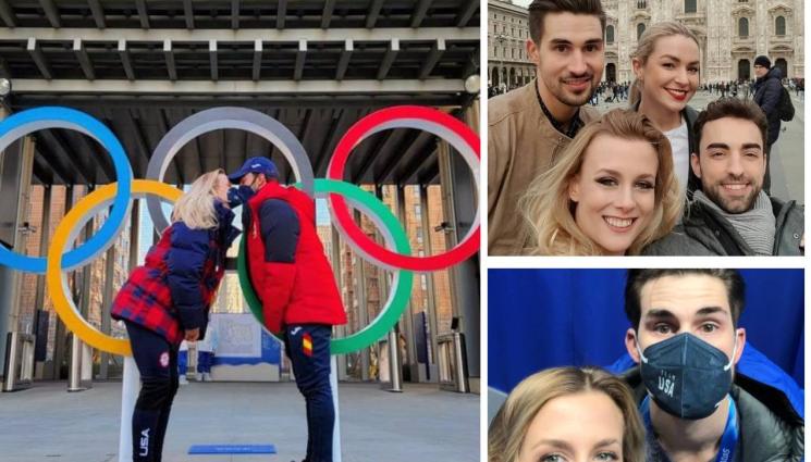 фигурно пързаляне - Годеници танцуват в различни двойки в Пекин, целуват се през маски и се подкрепят от трибуните