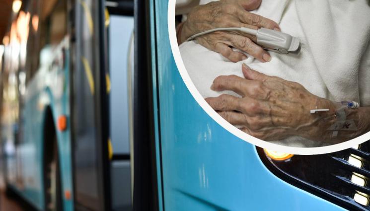 автобус защипа жена - Шофьор на автобус защипа ръката на възрастна жена и я влачи около 20 метра