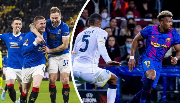 Лига Европа - Рейнджърс шокира Борусия Дортмунд, Наполи и Барселона ще решават всичко в реванша в плейофната фаза на Лига Европа