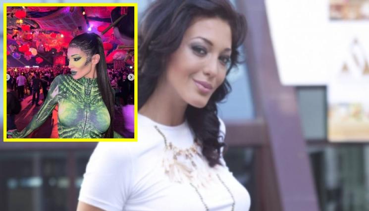 Олга Модева - ДЕГИЗИРАНА: Миска се прави на гущер, събра погледите с колоритен костюм и атрактивен грим на тематично парти