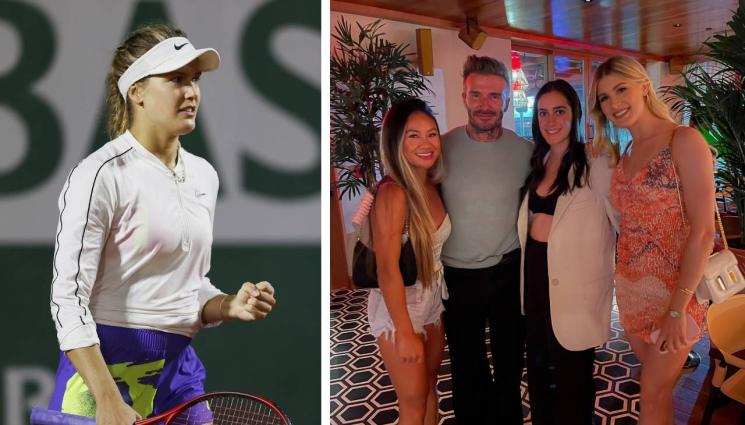 Дейвид Бекъм - Бушар се радва на компанията на Бекъм, двамата се засякоха в тузарски ресторант в Маями