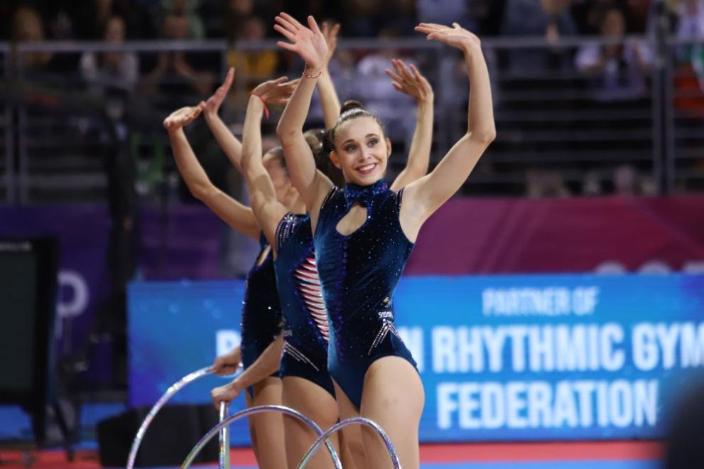 Български триумф Световната купа по художествена гимнастика в София. Ансамбълът