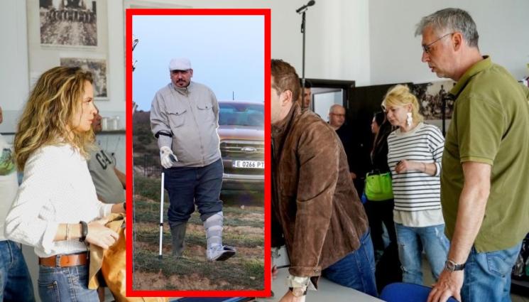 Геро - Геро с патерица и гипс на снимки