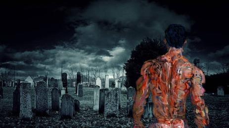 гол мъж гробище