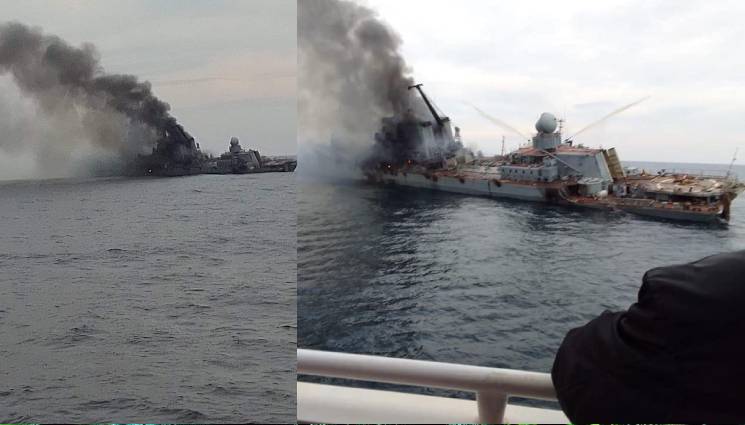 москва крайцер - Появи се видео, на което се твърди, че е флагманът на руския черноморски флот крайцерът „Москва“ преди да потъне (ВИДЕО)