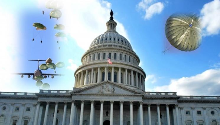 с - СТРАШЕН ГАФ: US службите в паника, евакуираха Капитолия заради военен самолет, спускащ парашутисти (ВИДЕО)