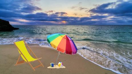 чадър и шезлонг