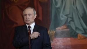 Президентът на Русия Владимир Путин присъства на великденска служба отслужена