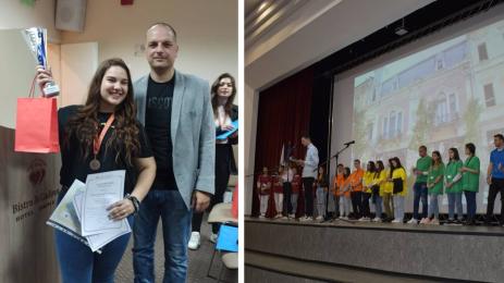 Абитуриентка с проект за рециклиране с вендинг машини