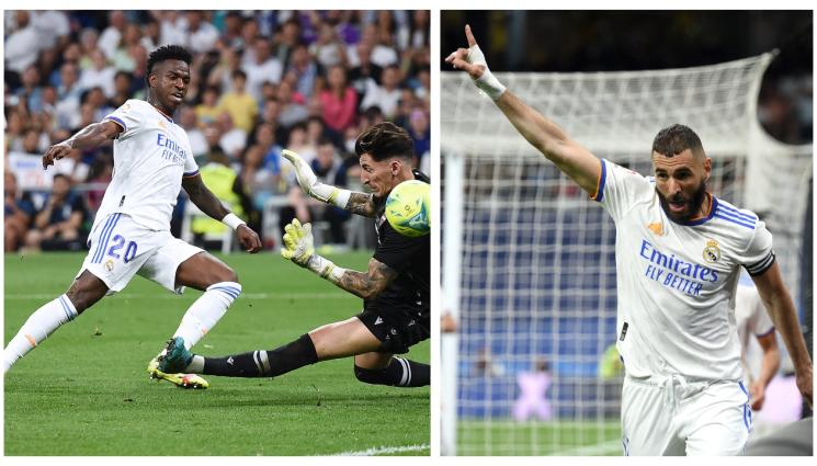 Реал Леванте Винисиус Бензема - С разгром 6:0 Реал Мадрид изстреля Леванте към втора дивизия на „Бернабеу“ - бразилецът Винисиус си взе топката за спомен с хеттрик