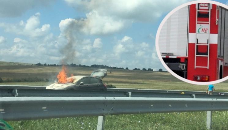 пожар - ОГНЕН АД: Автомобил пламна и затвори магистрала 