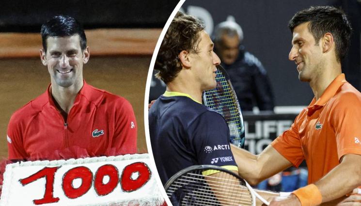 Новак Джокович - Новак Джокович ще спори за титлата в Рим, след като хапна торта с надпис „1000“