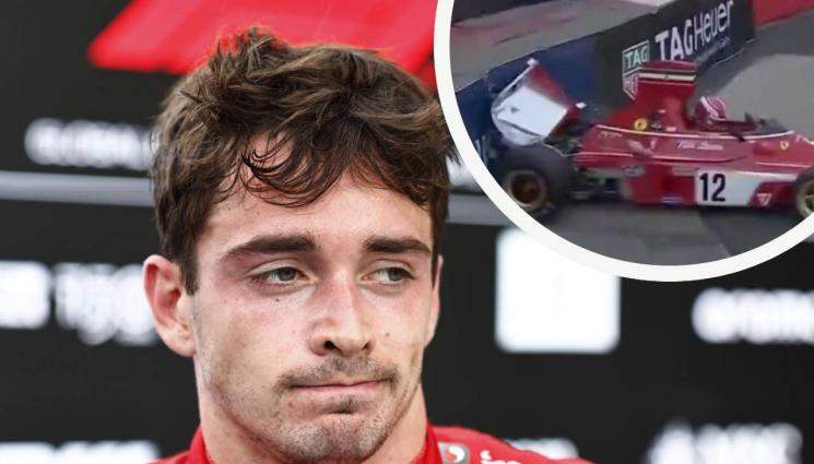 Шарл Льоклер - МАЛШАНС: Лидерът на Формула 1 Шарл Льоклер разби легендарен болид на Ферари на Ники Лауда (ВИДЕО)