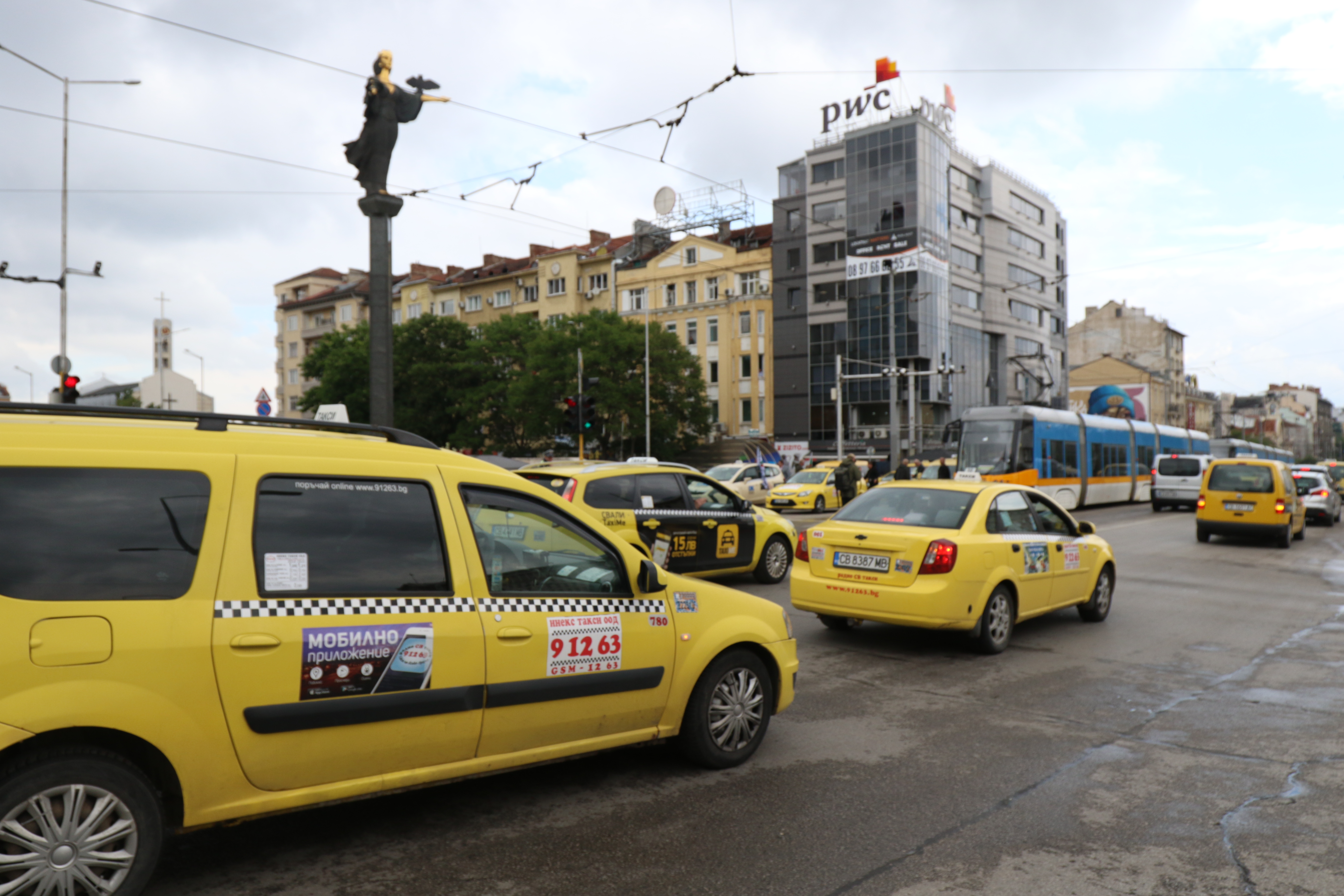 Представители на транспортния сектор протестират в София.