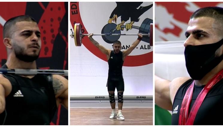 Ангел Русев - Наш щангист пробва да вдига при по-тежките с 6 килограма от него и взе злато в едно от движенията