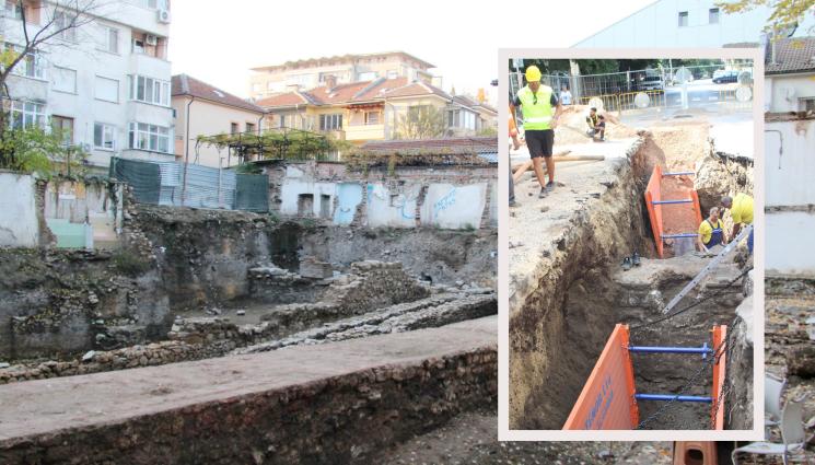 ремонти ВиК - ИНТЕРЕСНА НАХОДКА: Разкриха крепостната стена на Августа Траяна