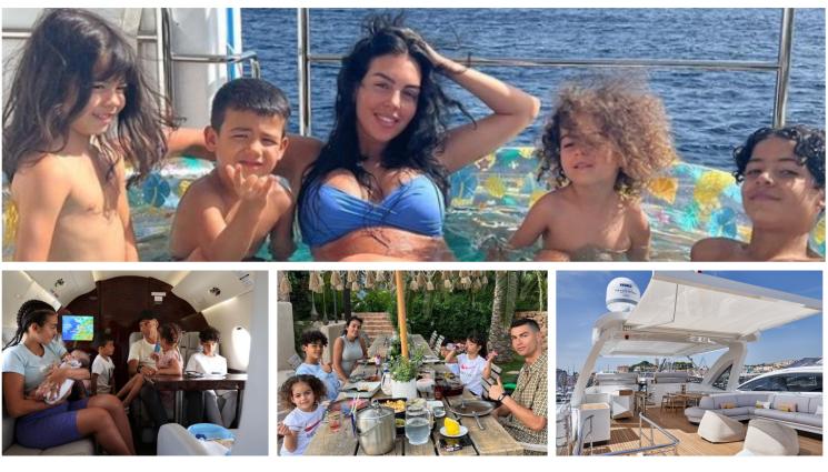 Роналдо Джорджина - МОРСКИ РАЙ: Семейството на мултимилионера Кристиано Роналдо разпуска в Майорка в луксозна уединена вила, плацика се в морето от борда на яхта за 6 млн. евро