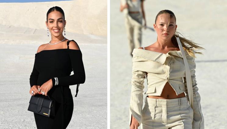 Джорджина - Джорджина на Роналдо крие целулит с дълга черна рокля по време на ревю във Франция