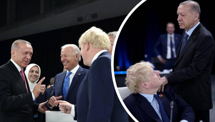 Ердоган - НАПРЕЖЕНИЕ НА СРЕЩАТА НА НАТО: Ердоган и Джонсън се спречкаха (ВИДЕО)
