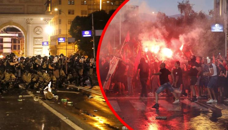 Македония - ПАК ПРОТЕСТ И РАЗМИРИЦИ В СКОПИЕ: Македонци и албанци се сбиха по време на демонстрацията (ВИДЕО)