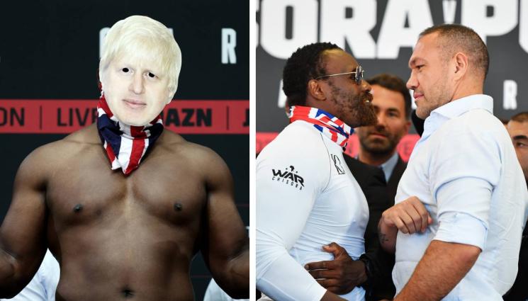 Кубрат Пулев - Чисора сложи маска на премиера Джонсън, излезе с близо 4 кила по-тежък от Кобрата на кантара (ВИДЕО)