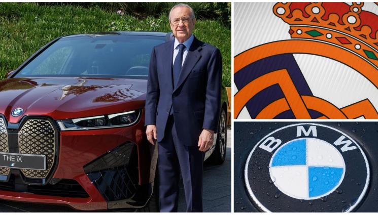 Флорентино Перес - ПО ПРАВО президентът на Реал Мадрид Флорентино Перес пръв позира с лъскавото си бижу на BMW при сключването на договора с новия доставчик на колите в