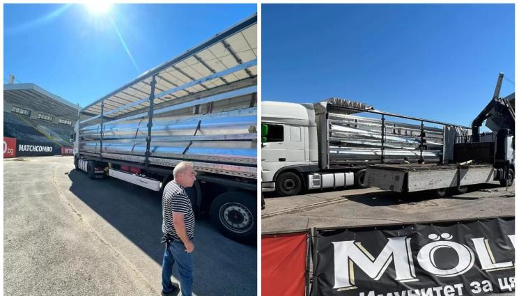 Стадион Локомотив - Голяма радост за феновете на Локо Сф. Дойдоха пилоните за осветлението. 