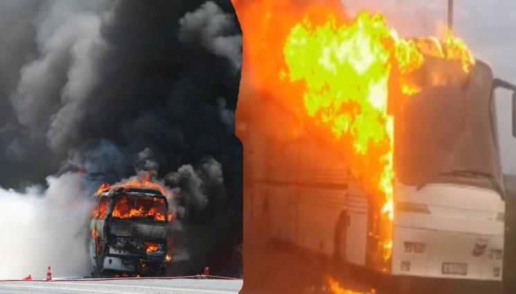 пожар автобуси - ОГНЕН АД: Голям пожар изпепели два автобуса край Варна