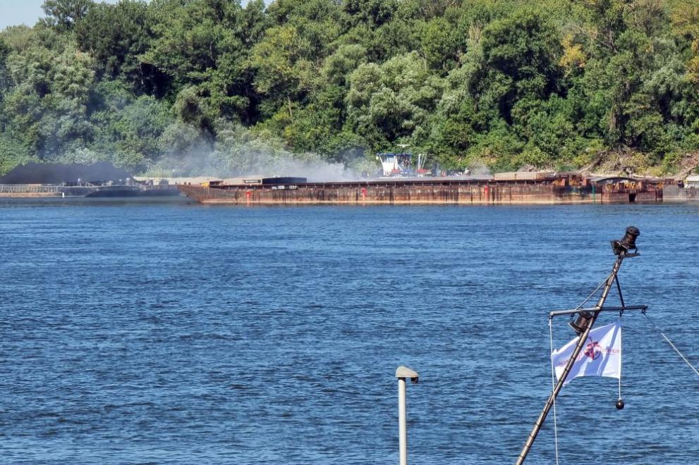 Самозапалили се въглища на румънска баржа е причината за задимяването