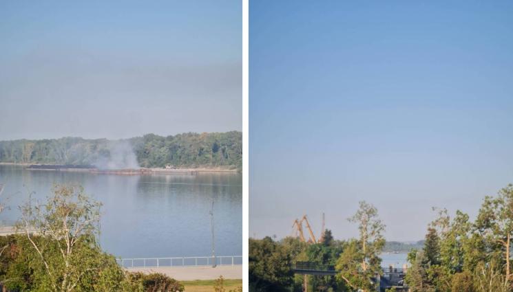 русе - Баржа с тлеещи въглища обгази Русе