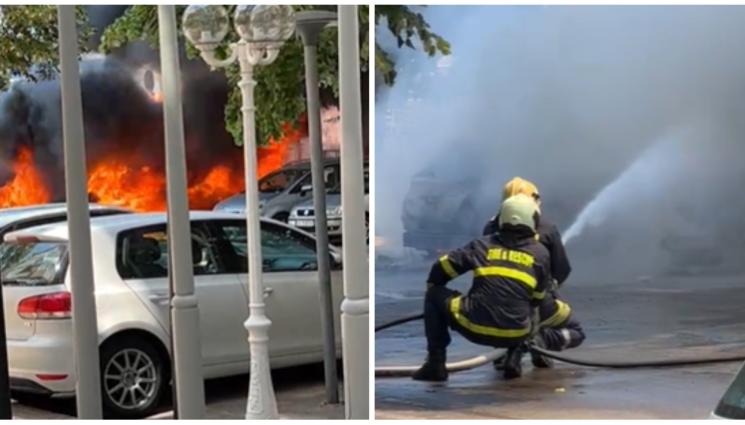 ПОЖАР ЕЛЕКТРИЧКА - ОГНЕН УЖАС: Електрическа кола избухна в пламъци, запалиха се още три автомобила (ВИДЕО)