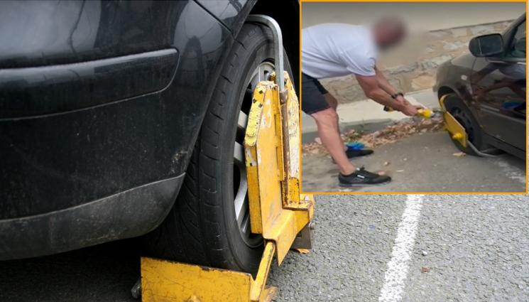 а - СКАНДАЛНО: Бесен врачанин отряза с шлайф скоба на колата си и псува наред (ВИДЕО)