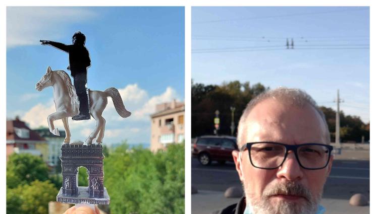 Кристо - Кристо язди на кон върху Триумфалната арка