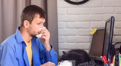 Мъж киха котка