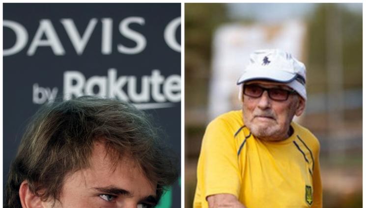 Тенис - Александър Зверев тренира с 98-годишен украинец