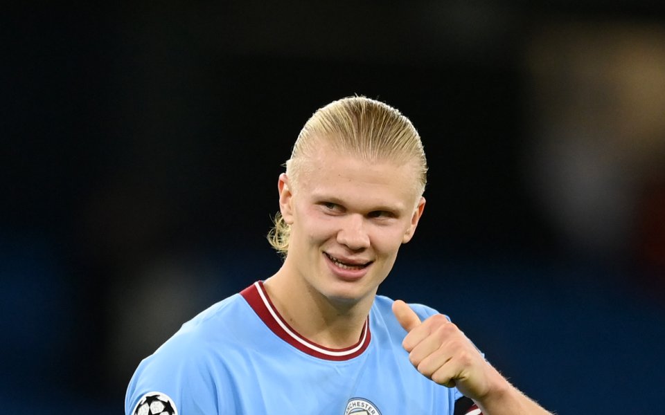 Нападателят на Манчестър Сити Ерлинг Халанд и мениджърът на Арсенал