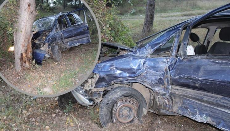 катастрофа Е79 - АД НА ПЪТЯ:  Зверски удар в дърво вкара четирима в болница